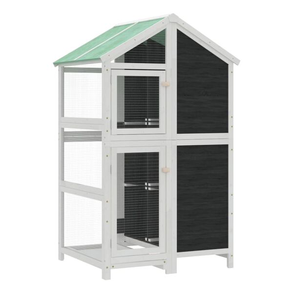vidaXL Casita para p&aacute;jaros madera maciza pino gris 97x81x152 cm