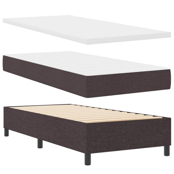 vidaXL Cama tipo Box Spring con colch&oacute;n Marr&oacute;n oscuro 90 x 190 cm tela