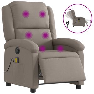 vidaXL Sill&oacute;n reclinable de masaje el&eacute;ctrico tela gris taupe