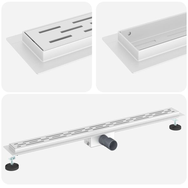 vidaXL Drenaje de ducha con dise&ntilde;o de l&iacute;nea Plateado 90 cm