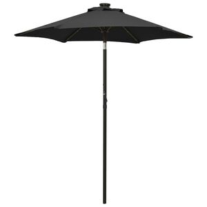 vidaXL Sombrilla de jard&iacute;n con luces LED aluminio negro 200x211 cm