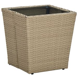 vidaXL Mesa de centro de rat&aacute;n PE vidrio templado beige 41,5x41,5x44cm