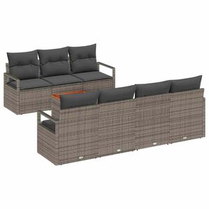 vidaXL Conjunto de sof&aacute;s de jard&iacute;n 7 uds. Gris rat&aacute;n sint&eacute;tico