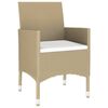 vidaXL Set de comedor de jard&iacute;n 7 pzas rat&aacute;n sint&eacute;tico vidrio beige