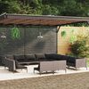 vidaXL Muebles de jard&iacute;n 13 pzas y cojines rat&aacute;n sint&eacute;tico gris oscuro