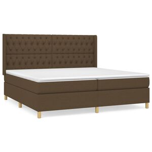 vidaXL Cama box spring con colch&oacute;n tela marr&oacute;n oscuro 200x200 cm