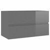 vidaXL Set muebles de ba&ntilde;o 2 piezas madera contrachapada gris brillo