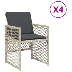 vidaXL Sillones de jard&iacute;n con cojines 4 uds rat&aacute;n sint&eacute;tico gris claro