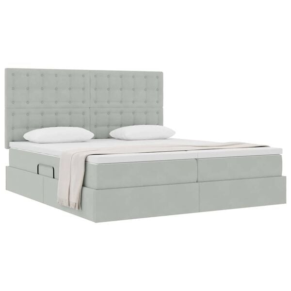 vidaXL Cama con almacenamiento Gris Claro 180 x 200 cm Terciopelo