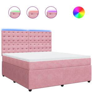 vidaXL Cama box spring con colch&oacute;n terciopelo rosa 180x200 cm