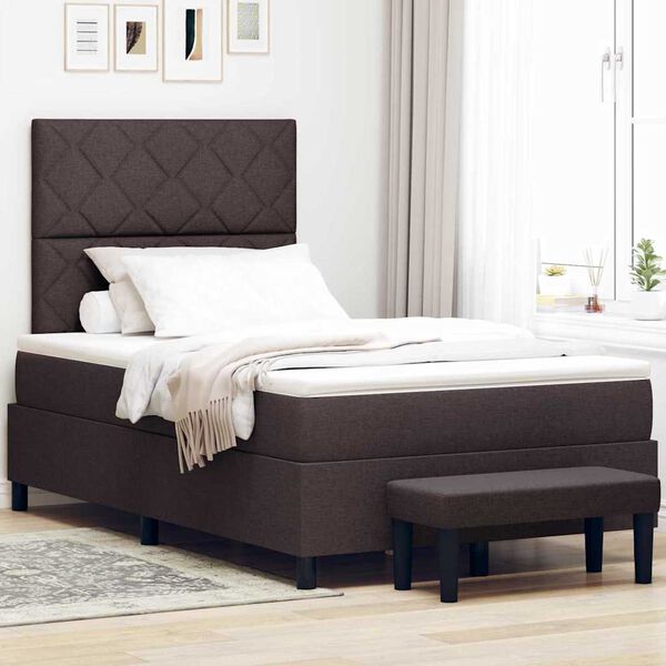 vidaXL Cama tipo Box Spring Marr&oacute;n Oscuro 120 x 190 cm tela