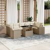 vidaXL Set de sof&aacute;s de jard&iacute;n y cojines 8 piezas rat&aacute;n sint&eacute;tico beige