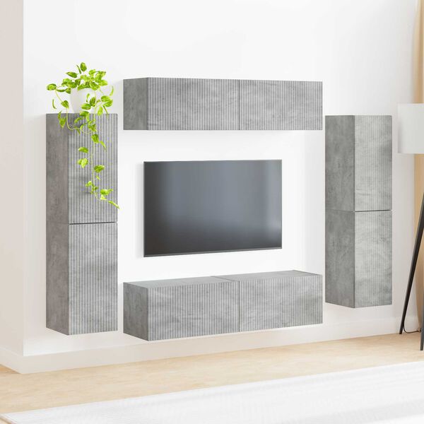 vidaXL Conjunto de mueble de TV 8 pcs Gris Concreto