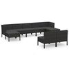 vidaXL Set de muebles de jard&iacute;n 9 pzas y cojines rat&aacute;n sint&eacute;tico negro