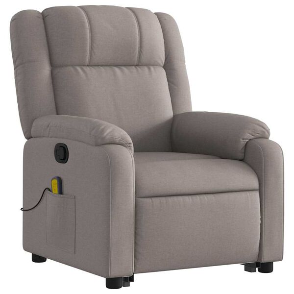 vidaXL Sill&oacute;n reclinable de masaje elevable tela gris taup&eacute;