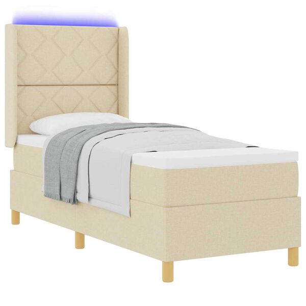 vidaXL Cama tipo Box Spring con colch&oacute;n Crema 140 x 200 cm tela