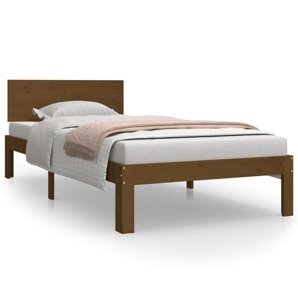 vidaXL Estructura cama sin colch&oacute;n madera pino marr&oacute;n miel 90x200 cm
