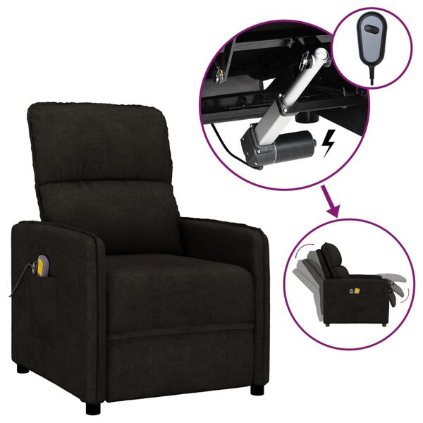 vidaXL Sillón de masaje eléctrico tela de microfibra negro
