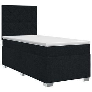 vidaXL Cama box spring con colch&oacute;n con cabecera Negro 80 x 200 cm Tela