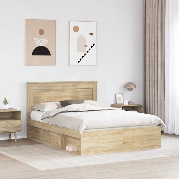 vidaXL Estructura de cama Sonoma 160 x 200 cm Madera de pino macizo