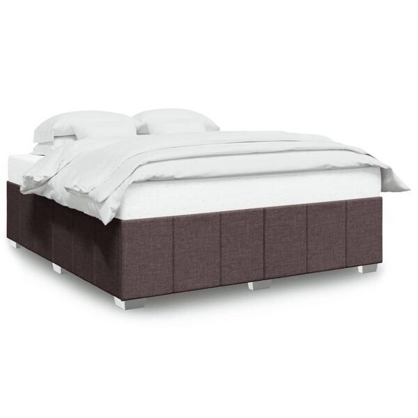 vidaXL Cama sin colch&oacute;n tela marr&oacute;n oscuro 200x200 cm