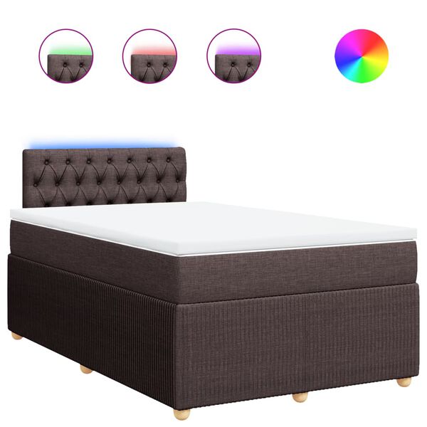 vidaXL Cama box spring con colch&oacute;n tela marr&oacute;n oscuro 120x190 cm