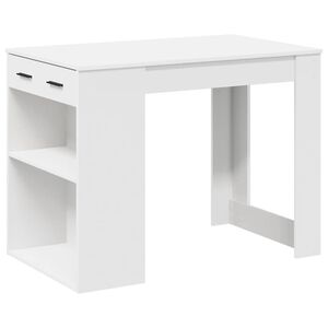vidaXL Escritorio con caj&oacute;n y estante madera contrachapada blanco