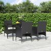vidaXL Juego de comedor de jard&iacute;n 5 piezas con cojines negro