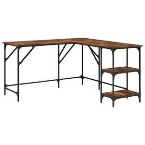 vidaXL Escritorio madera de ingenier&iacute;a roble ahumado 139x139x75 cm