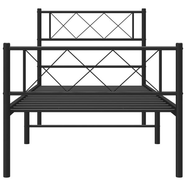 vidaXL Estructura cama sin colchón con estribo metal negro 90x190 cm