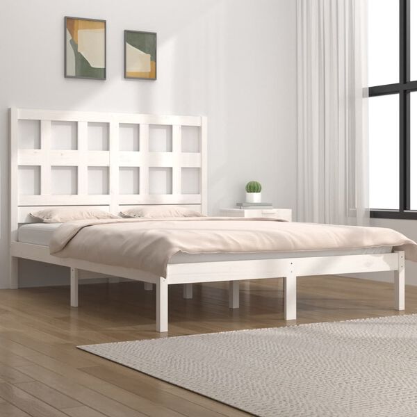 vidaXL Estructura de cama sin colchón madera maciza blanca 200x200 cm