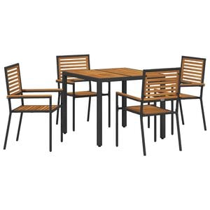 vidaXL Conjunto de Comedor de Jard&iacute;n 5 uds. Negro y Marr&oacute;n