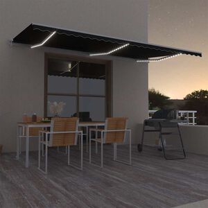 vidaXL Toldo autom&aacute;tico LED sensor de viento gris antracita 600x300 cm