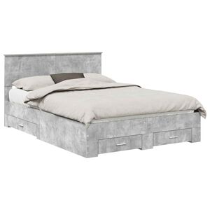 vidaXL Estructura de cama con cabecera Gris Concreto 150 x 200 cm