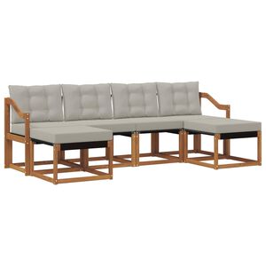 vidaXL Conjunto de sof&aacute;s de exterior 6 pcs Gris Natural y Claro