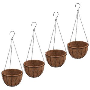 vidaXL Macetas colgantes 4 uds revestimiento coco cero negro &Oslash;30x52cm