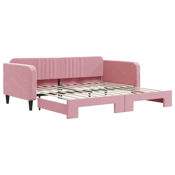 vidaXL Sof&aacute; cama nido terciopelo rosa 100x200 cm