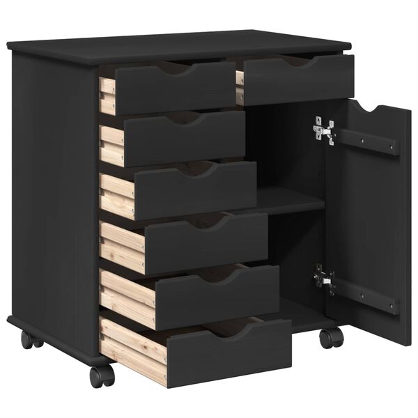 vidaXL Gabinete rodante con rueda Negro 63,5 x 39 x 65,5 cm