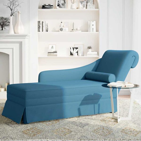 vidaXL Chaise longue respaldo reposabrazos derecho terciopelo azul