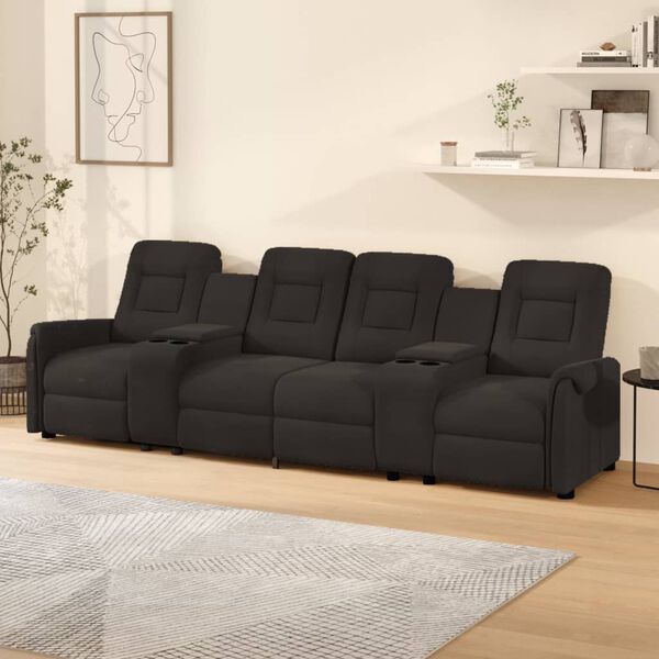 vidaXL Sillón de masaje reclinable 4 plazas con portavasos negro