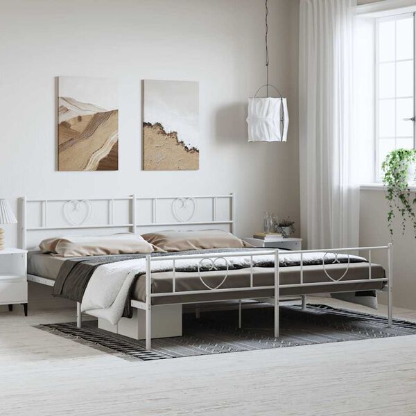 vidaXL Estructura cama sin colchón con estribo metal blanco 183x213 cm
