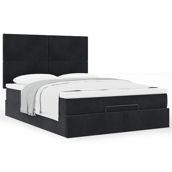 vidaXL Estructura de cama otomana con colchones terciopelo negro
