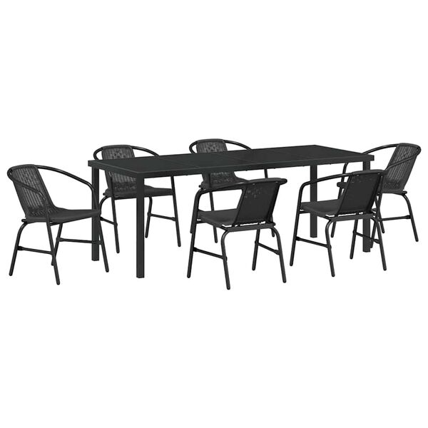 vidaXL Conjunto de Comedor de Jard&iacute;n 7 pcs Negro