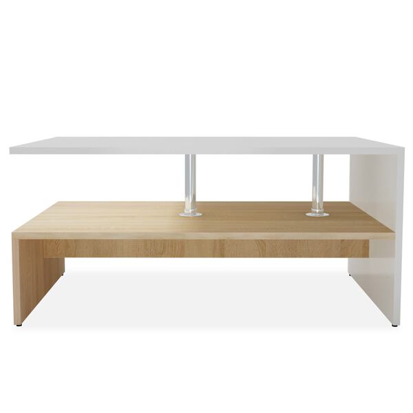 vidaXL Mesa de centro madera de ingeniería blanco y roble 90x59x42 cm