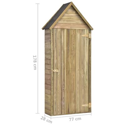 vidaXL Caseta herramientas jardín con puerta madera pino 77x28x178cm