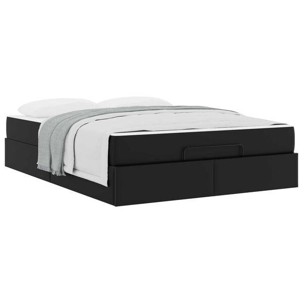 vidaXL Estructura de cama con colch&oacute;n con colch&oacute;n 2 pcs Negro PVC