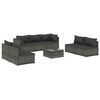vidaXL Set de muebles de jard&iacute;n 8 pzas y cojines rat&aacute;n sint&eacute;tico gris