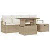 vidaXL Conjunto de sof&aacute; de jard&iacute;n 6 uds. Beige rat&aacute;n sint&eacute;tico