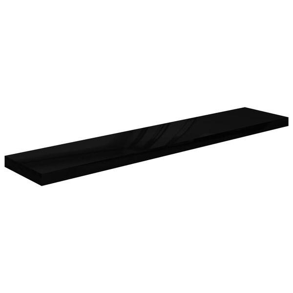 vidaXL Estantes flotantes pared 2 uds MDF negro brillo 120x23,5x3,8 cm
