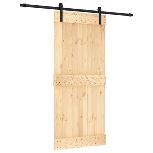 vidaXL Puerta Corredera Natural y negro 90 x 210 cm